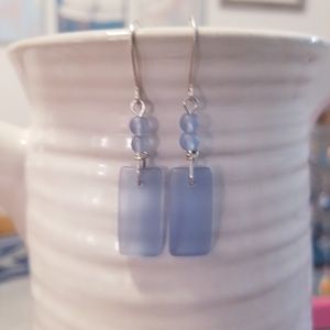 Beautiful Periwinkle Blue Beachglass Earrings